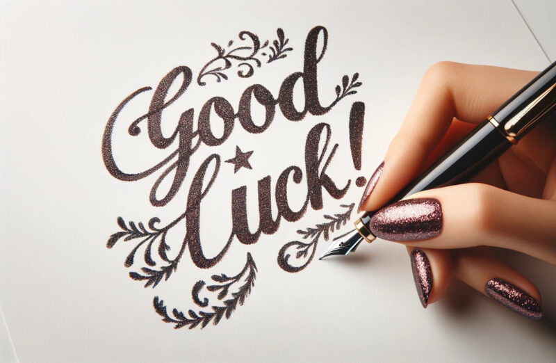 good luck written by a woman with polished nails